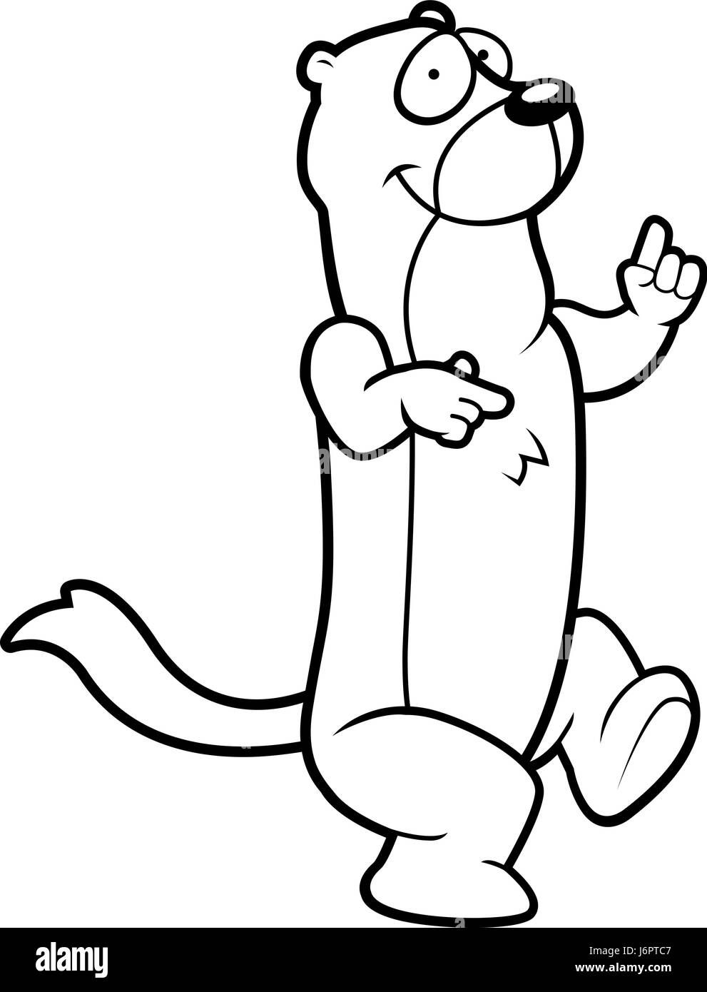 Ein glückliches Cartoon Wiesel tanzen und Lächeln auf den Lippen. Stock Vektor