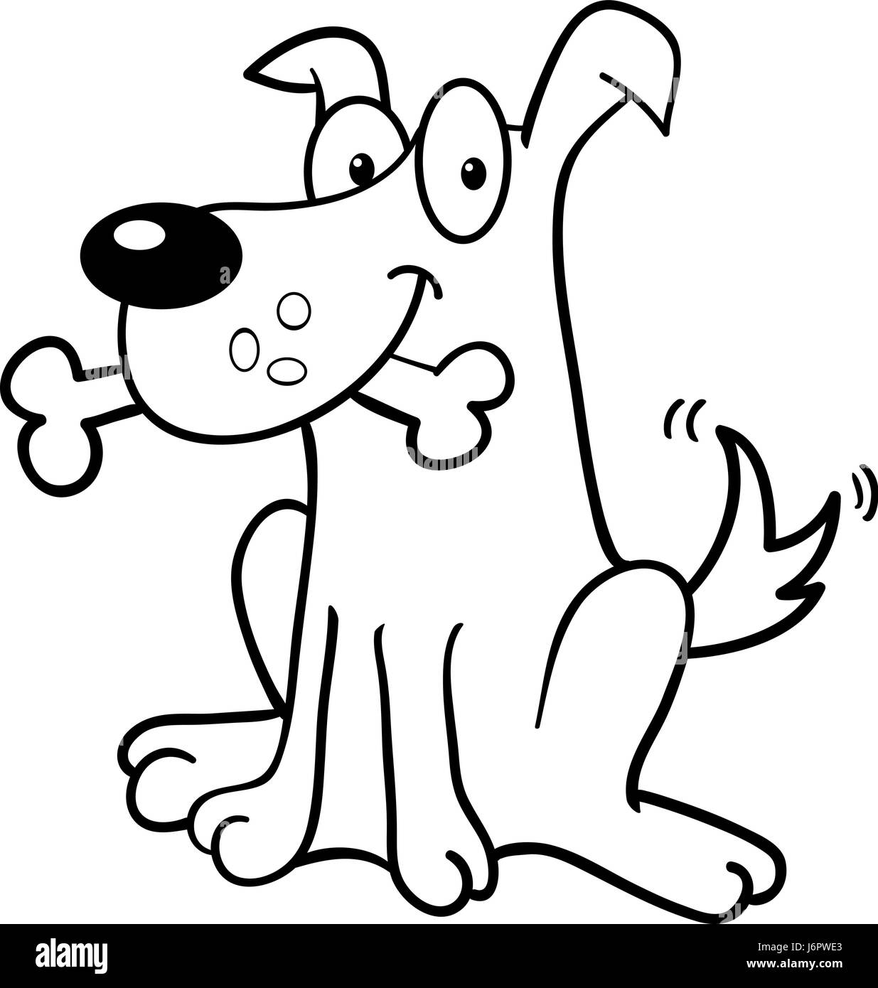 Ein glückliches Cartoon Hund mit einem Knochen in den Mund. Stock Vektor