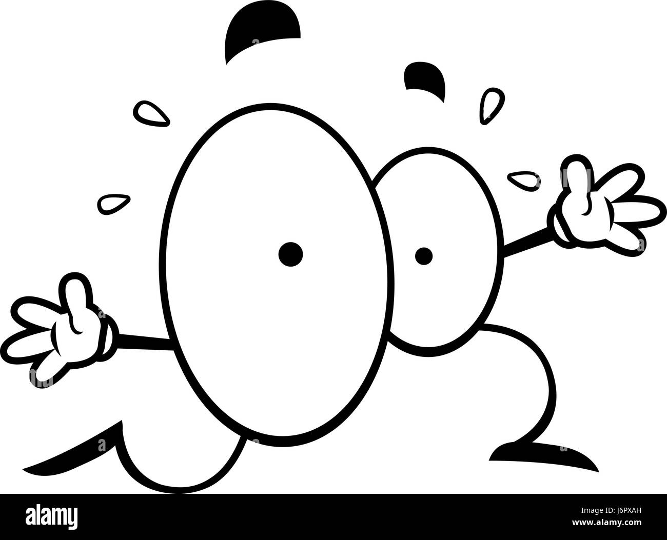 Großen Cartoon-Augen laufen in Panik. Stock Vektor