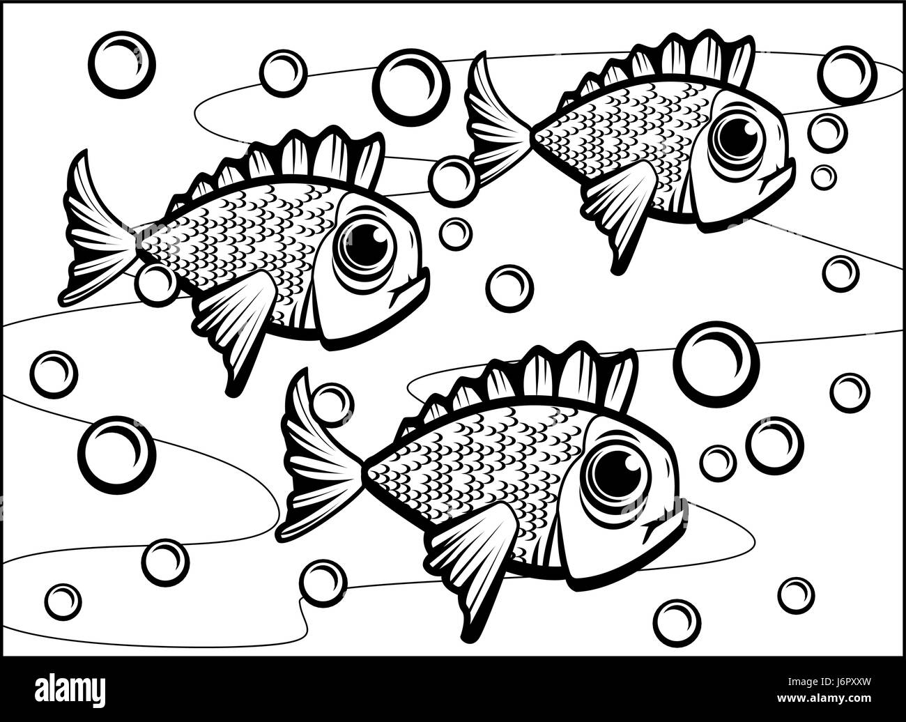 Eine Gruppe von Cartoon Fische schwimmen unter Wasser. Stock Vektor