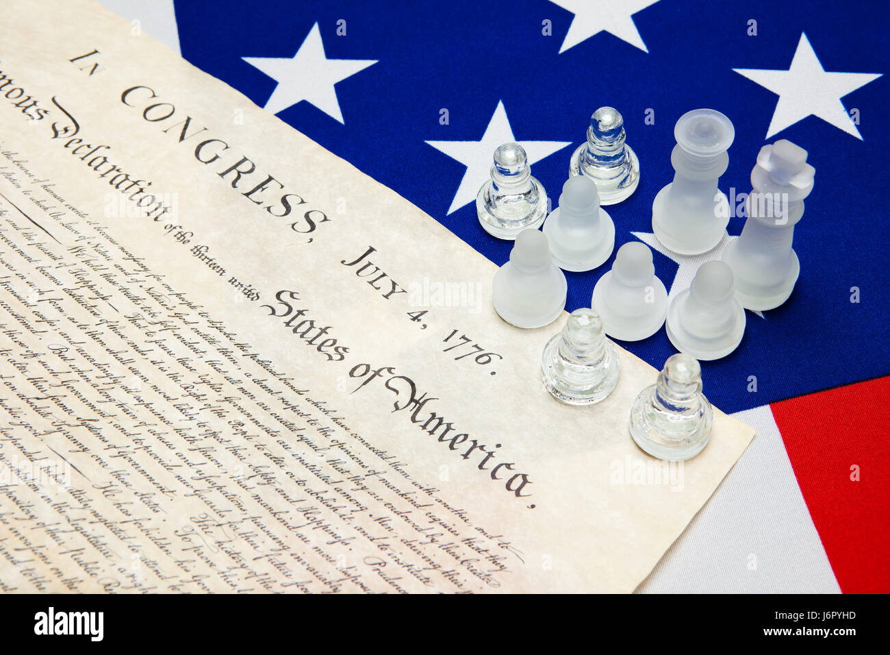 USA Flagge Schach Politik Erklärung der Unabhängigkeit aussehen glasig Piktogramm Stockfoto