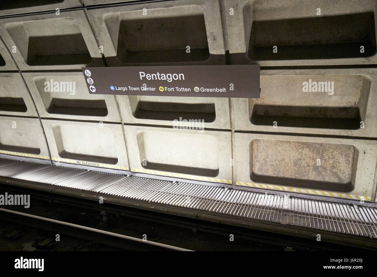Zeichen für Pentagon Metro u-Bahn Zug System Washington DC USA Stockfoto