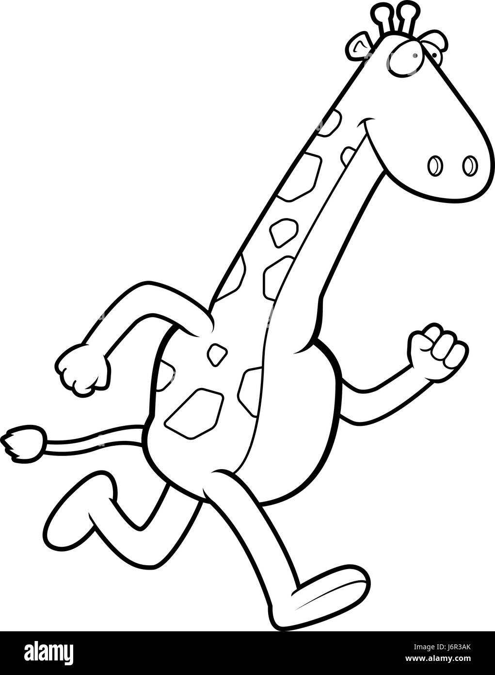 Eine glückliche Cartoon Giraffe läuft und lächelnd. Stock Vektor