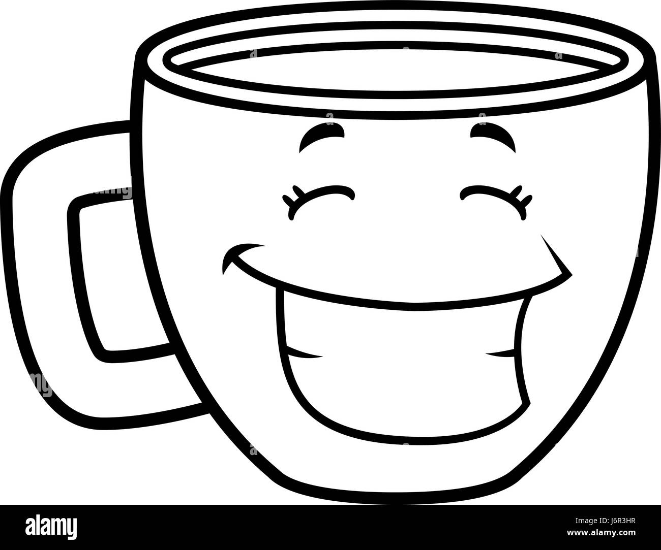 Ein Cartoon Tasse Kaffee lächelnd und glücklich. Stock Vektor