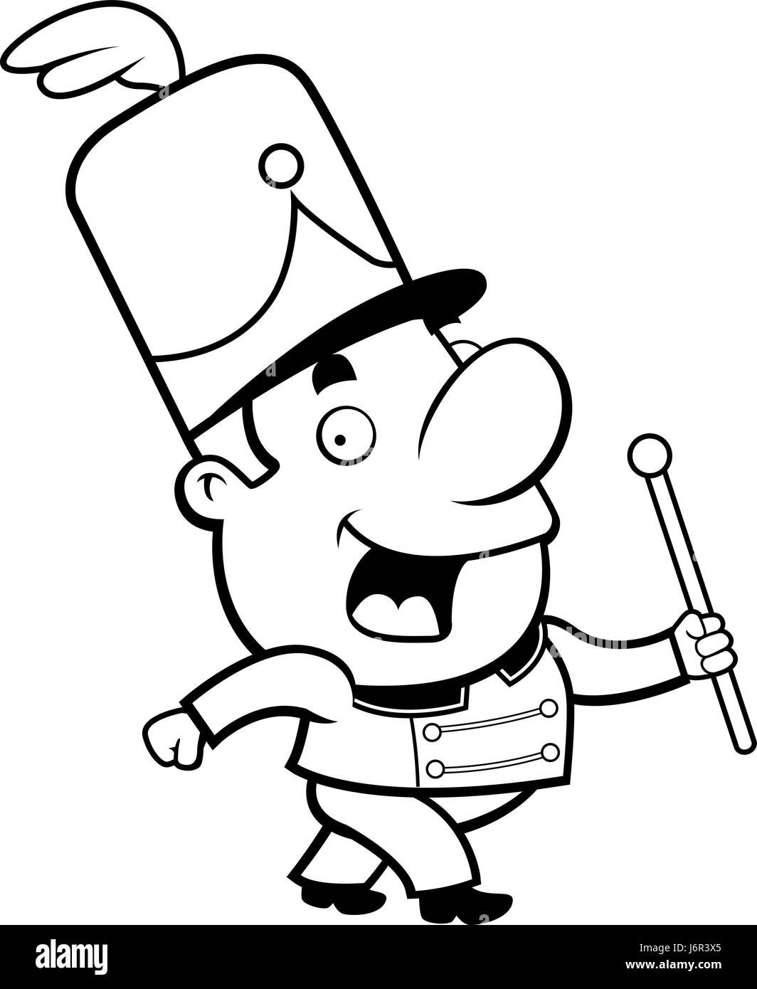 Glucklich Cartoon Marching Band Dirigent Winken Und Lacheln Auf Den Lippen Stock Vektorgrafik Alamy