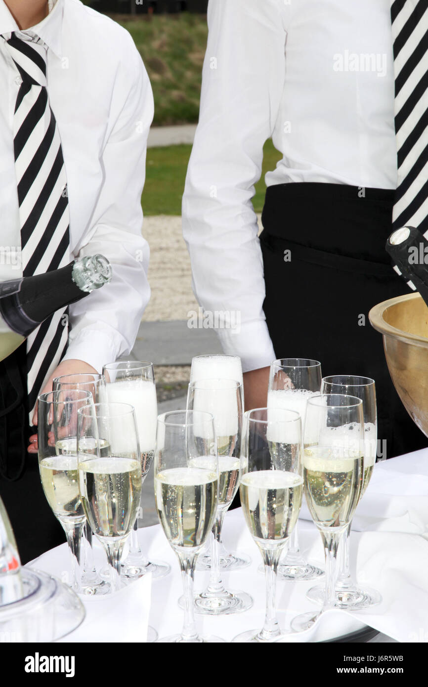 Getränke party Feier servieren Champagner prosecco Fach alkoholische restaurant Stockfoto