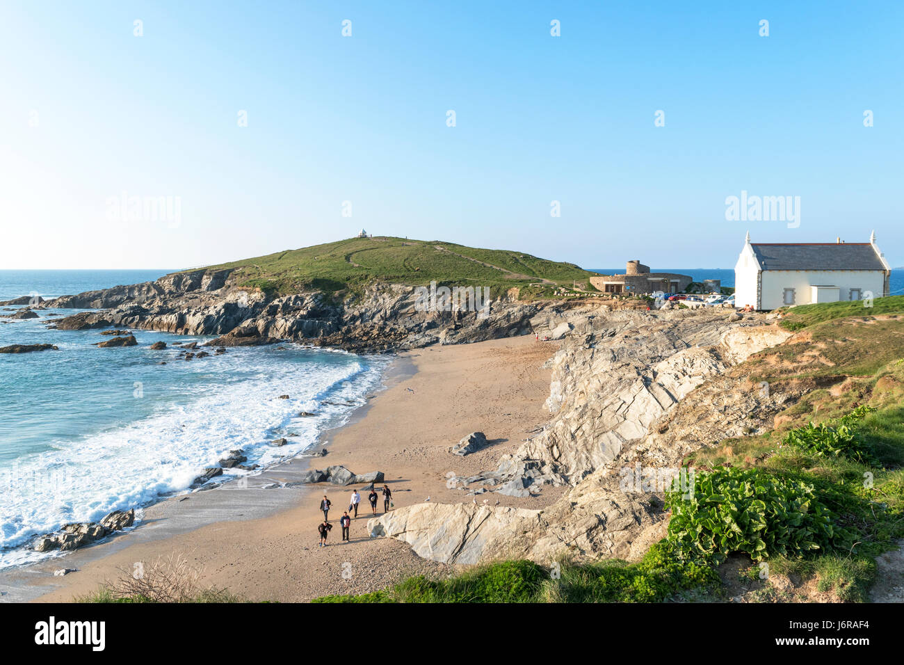 wenig fistral Strand von Newquay, Cornwall, England, Großbritannien, uk Stockfoto