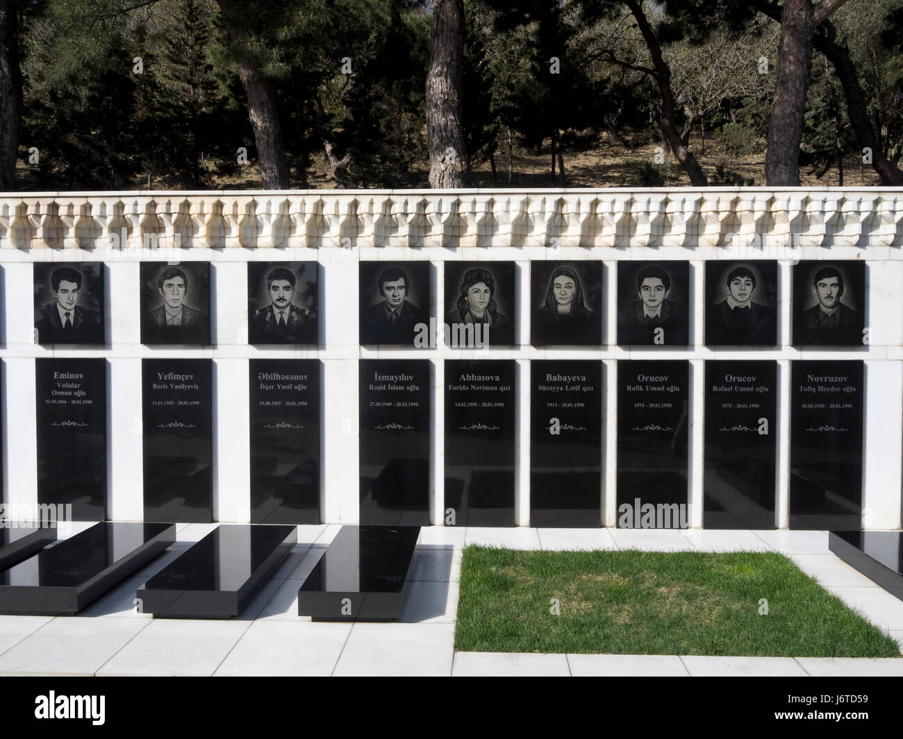 Martyrs' Lane, Friedhof und Denkmal in Baku Aserbaidschan hat Gräber von Nagorno-Karabakh Krieg schwarz Januar 1990 bis 1994 Stockfoto