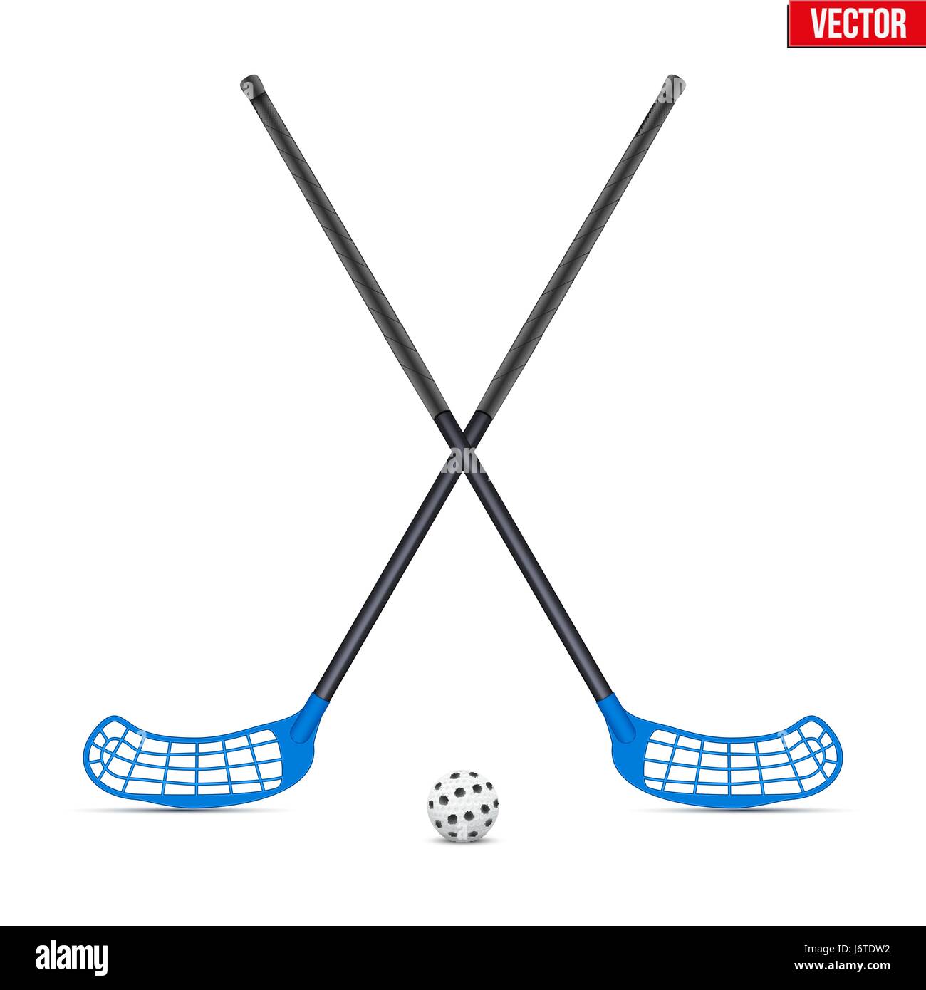 Symbol der Kugel und Stöcke für floorball Stock Vektor
