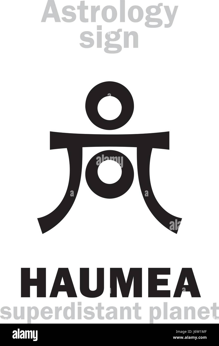 Astrologie-Alphabet: HAUMEA, superdistant Zwergplanet. Hieroglyphen Charakter Zeichen (einzelnes Symbol). Stock Vektor