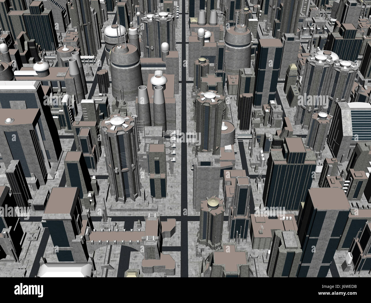 Stadt Stadt zukünftige Utopie anti-sozialen Abbildung Anblick Ansicht Outlook Perspektive Stockfoto