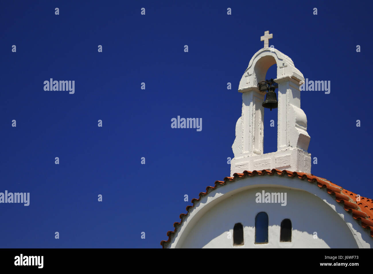 Kirche Gott Himmel Paradies Kreuz Griechenland glauben Hingabe Dienst Kreta blau Stockfoto