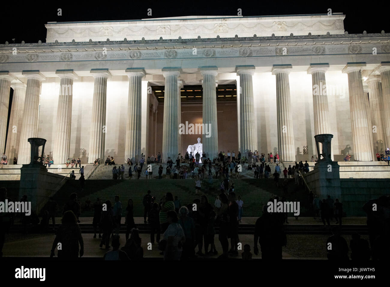 Das Lincoln Memorial in der Nacht Washington DC USA Stockfoto