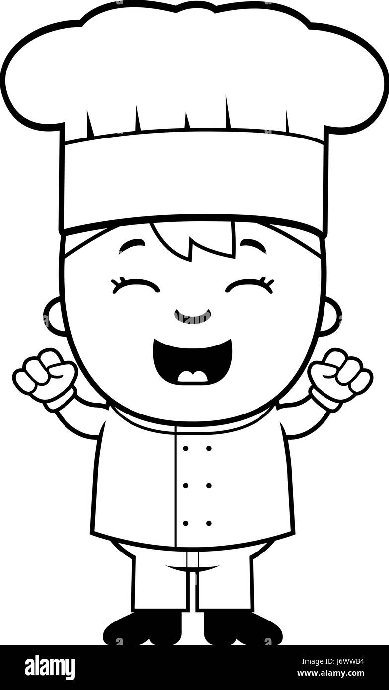 Eine Karikatur Illustration eines jungen Kochs suchen aufgeregt. Stock Vektor