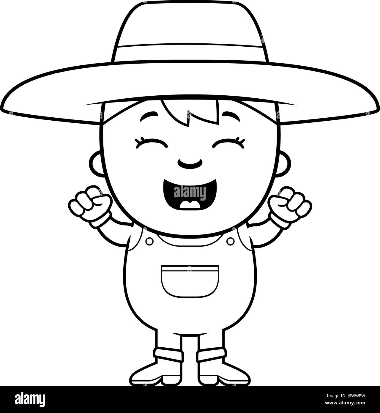 Eine Karikatur Illustration eines jungen Bauern suchen aufgeregt. Stock Vektor