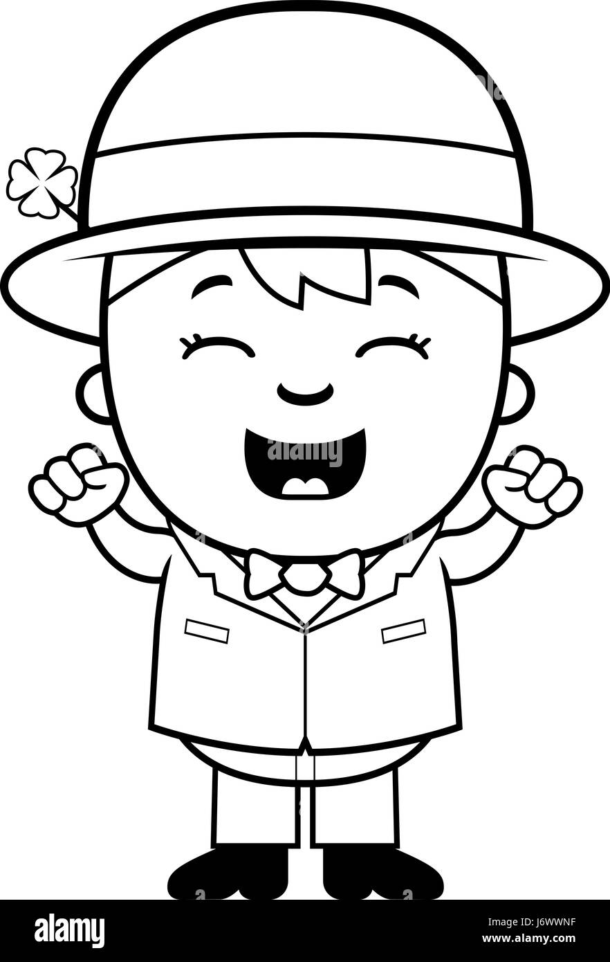 Ein Cartoon Illustration ein Junge Kobold Blick begeistert. Stock Vektor