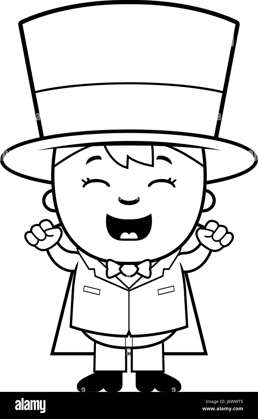 Eine Karikatur Illustration eines jungen Zauberers suchen aufgeregt. Stock Vektor