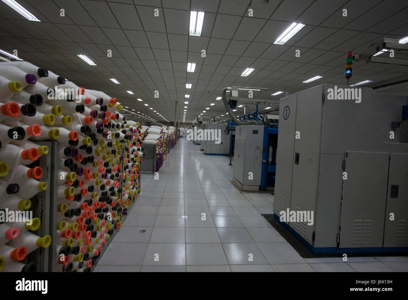 Ein Garn Spinnerei in Dhaka, Bangladesch. Stockfoto