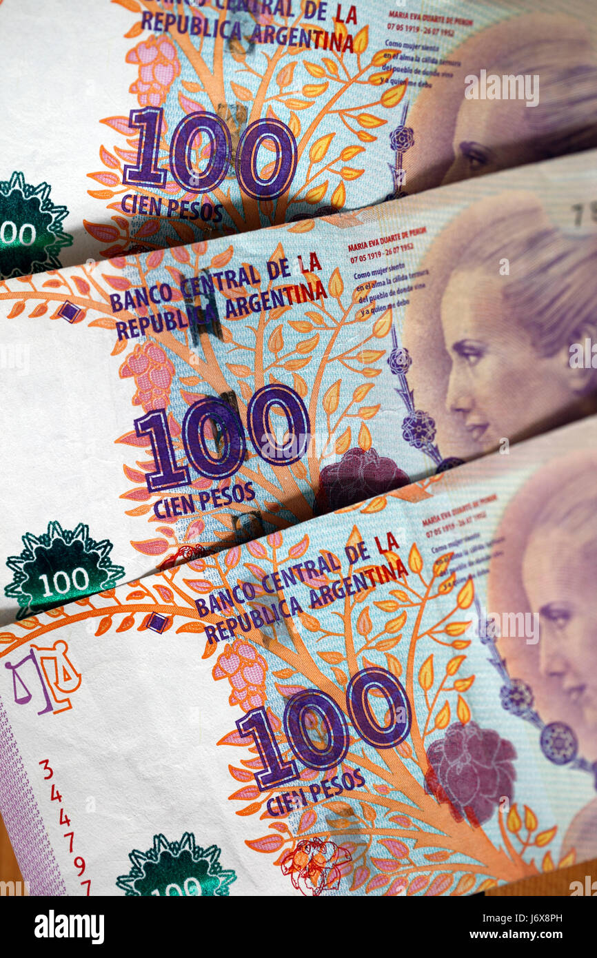 100 Peso Notizen aus Argentinien Stockfoto