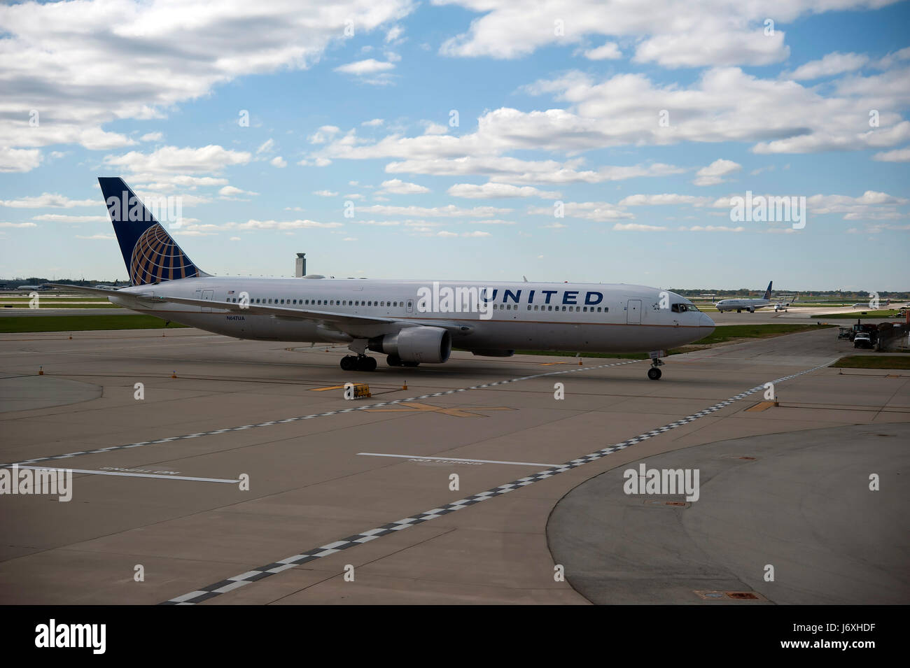 Vereinigte Airbus, Chicago O' Hare Flughafen, Illinois, USA Stockfoto