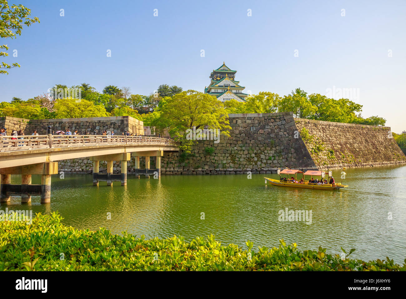 Osaka Castle Tourenboot Stockfoto
