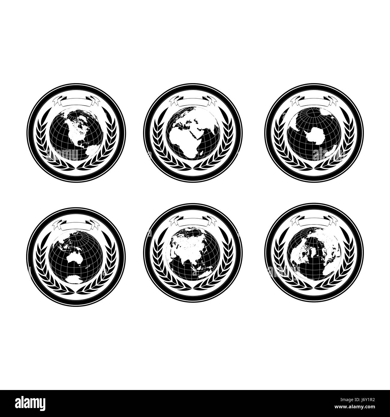 Afrika-Kontinent-Kartographie zertifiziert Champion Award Auszeichnung Krone Blatt Stockfoto