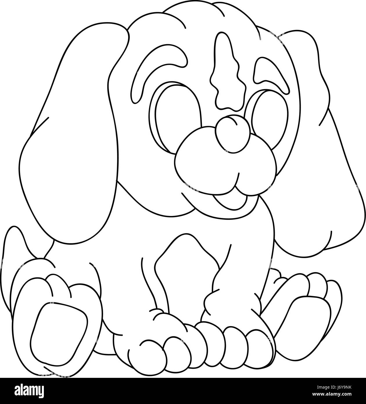 Abbildung Welpen Farbe zeichnen Cartoon Farbe Kunst isoliert Tier Haustier Säugetier Stockfoto