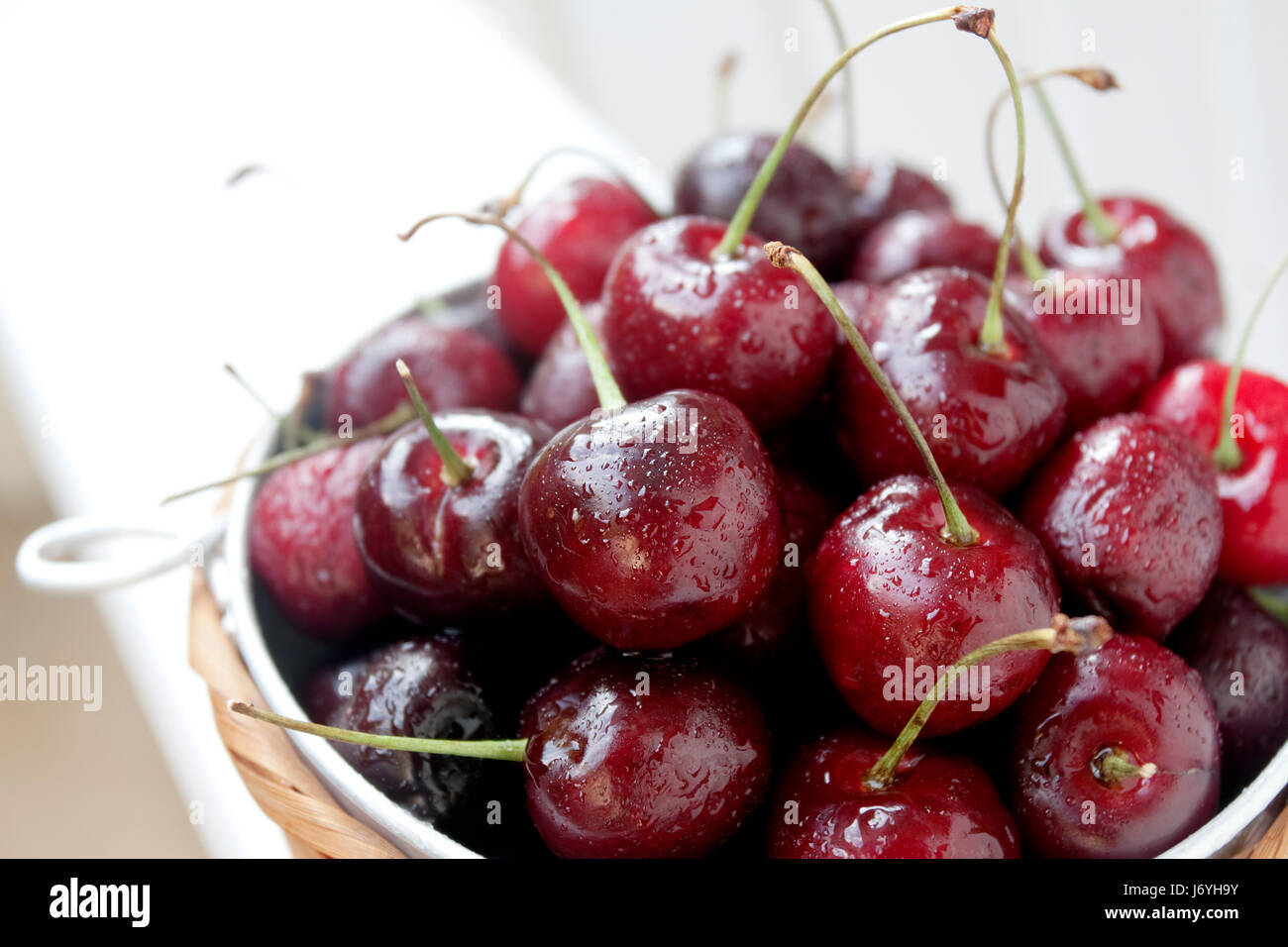 Lebensmittel Nahrungsmittel Reife Frucht Kirsche Kirschen Snack rot gesunde Ernährung Nahrungsmittel reif Stockfoto