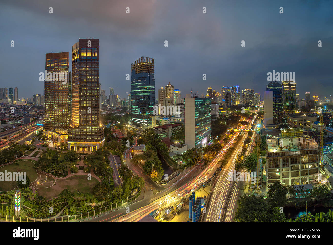 Skyline der Stadt, Jakarta, Indonesien Stockfoto