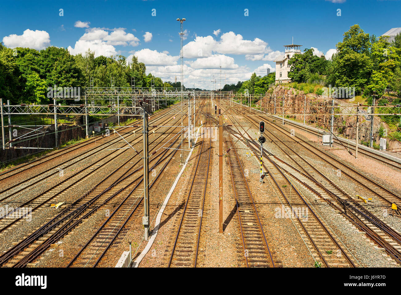 Gleisanlagen, Helsinki, Finnland Stockfoto