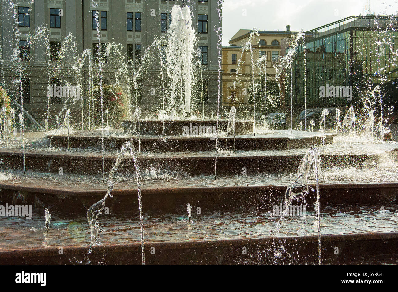 Wasser-Brunnen, Riga, Lettland Stockfoto