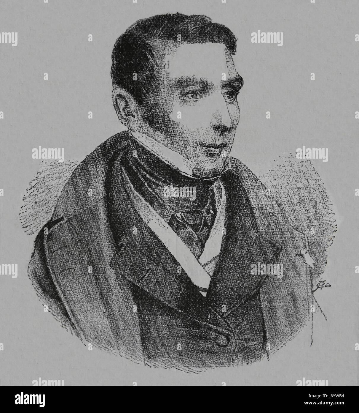Eugene Scribe (1791-1861). Französischer Dramatiker und Librettist. Gravur, unseres Jahrhunderts, 1883. Spanische Ausgabe. Stockfoto