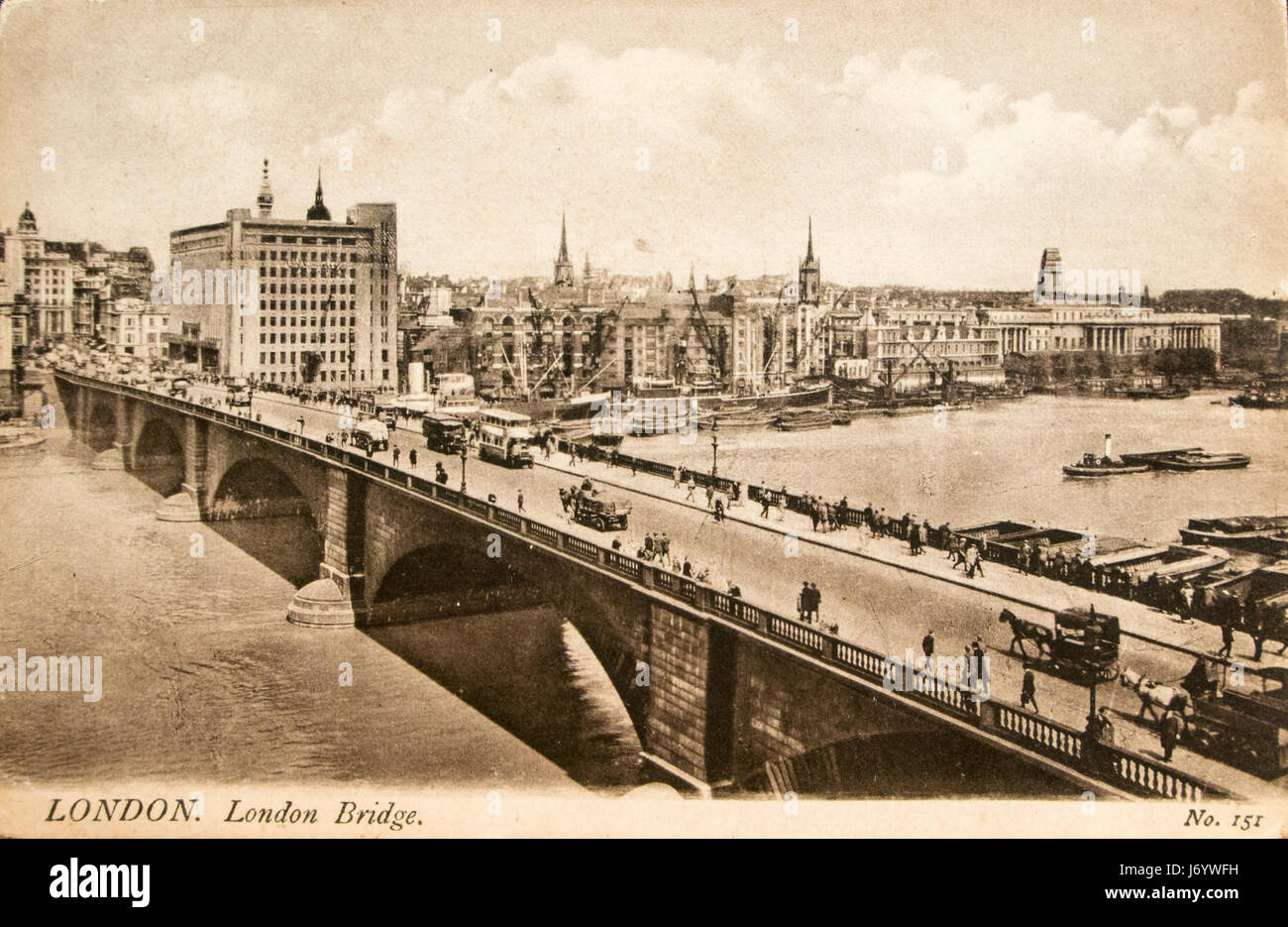 Alte Ansichtskarte der London Bridge, London, UK, ca. 1920 Stockfoto