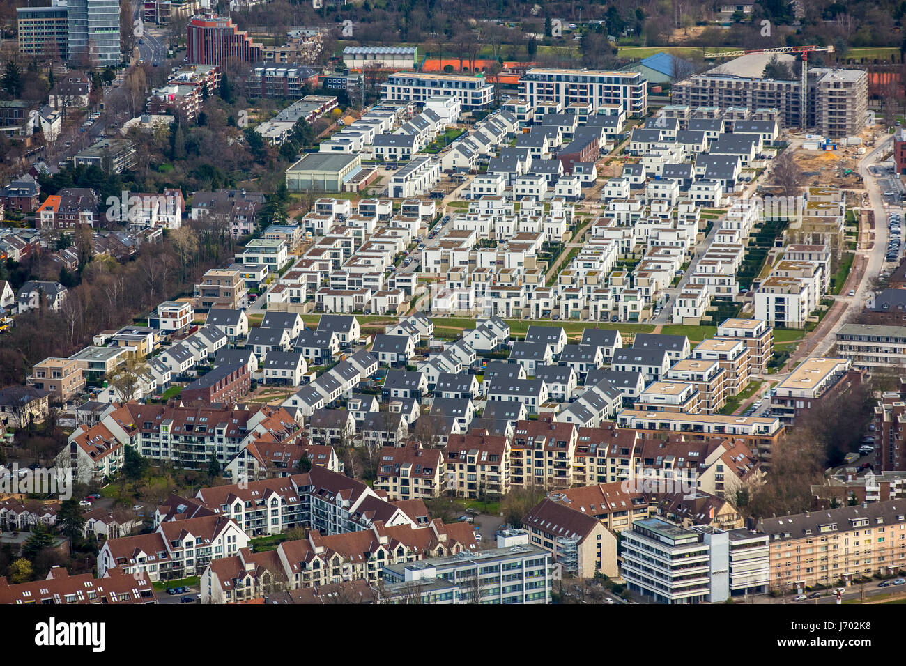 Neue Entwicklung Gartenstadt Reitzenstein, ehemaligen Reitzenstein-Kaserne, Düsseldorf, Rheinland, Nordrhein-Westfalen, Deutschland, Neubaugebiet Gartensta Stockfoto