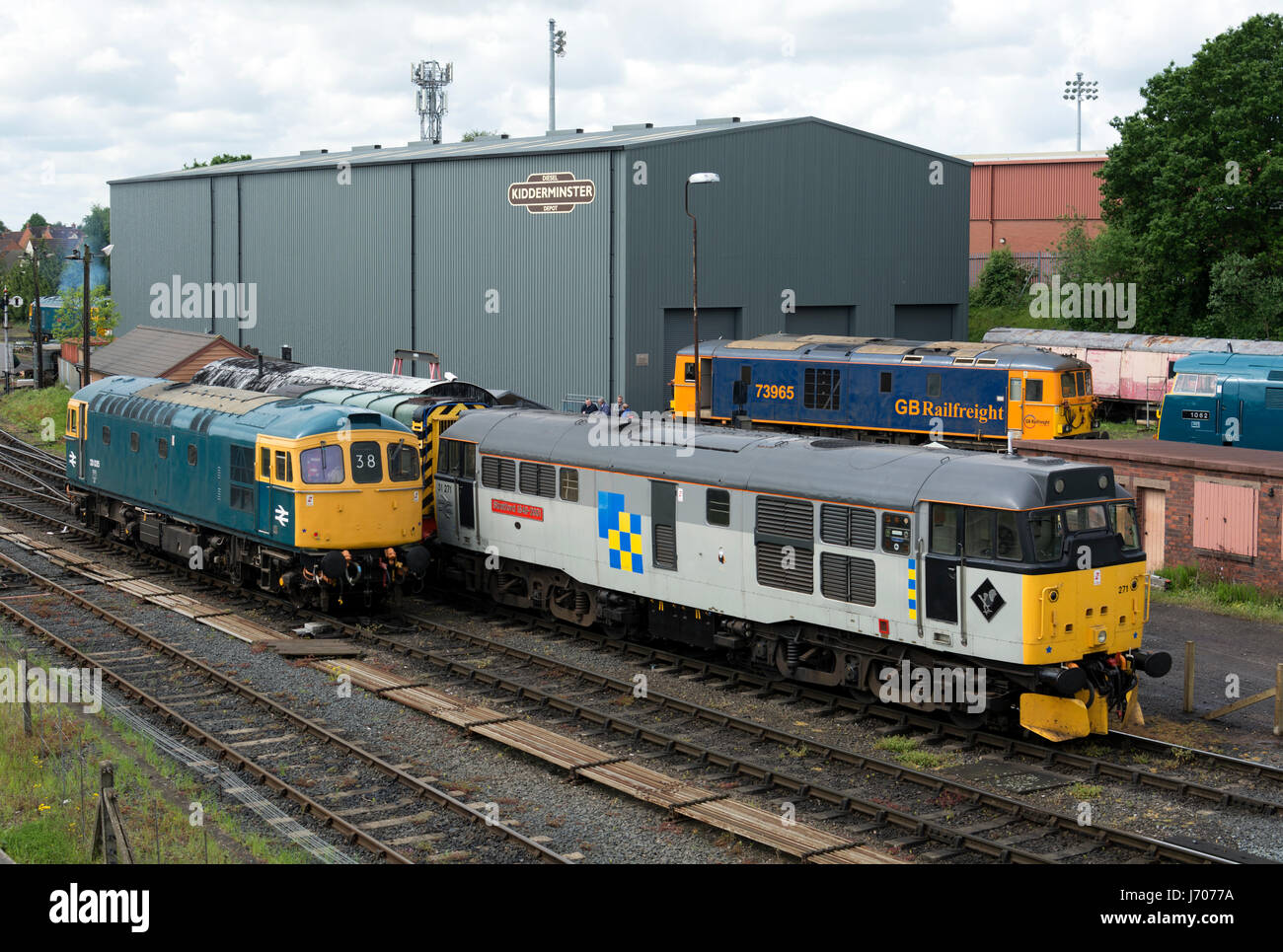 Diesel-Lokomotiven bei der Severn Valley Railway, Kidderminster, Großbritannien Stockfoto