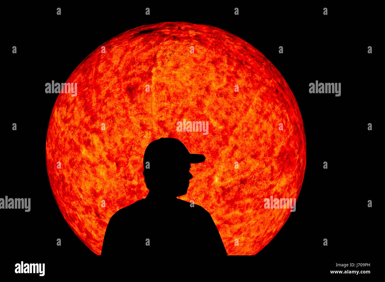 Weltraum Sonne Silhouette Gegenlicht Sterne Weltall Sonnensystem Planeten Stockfoto