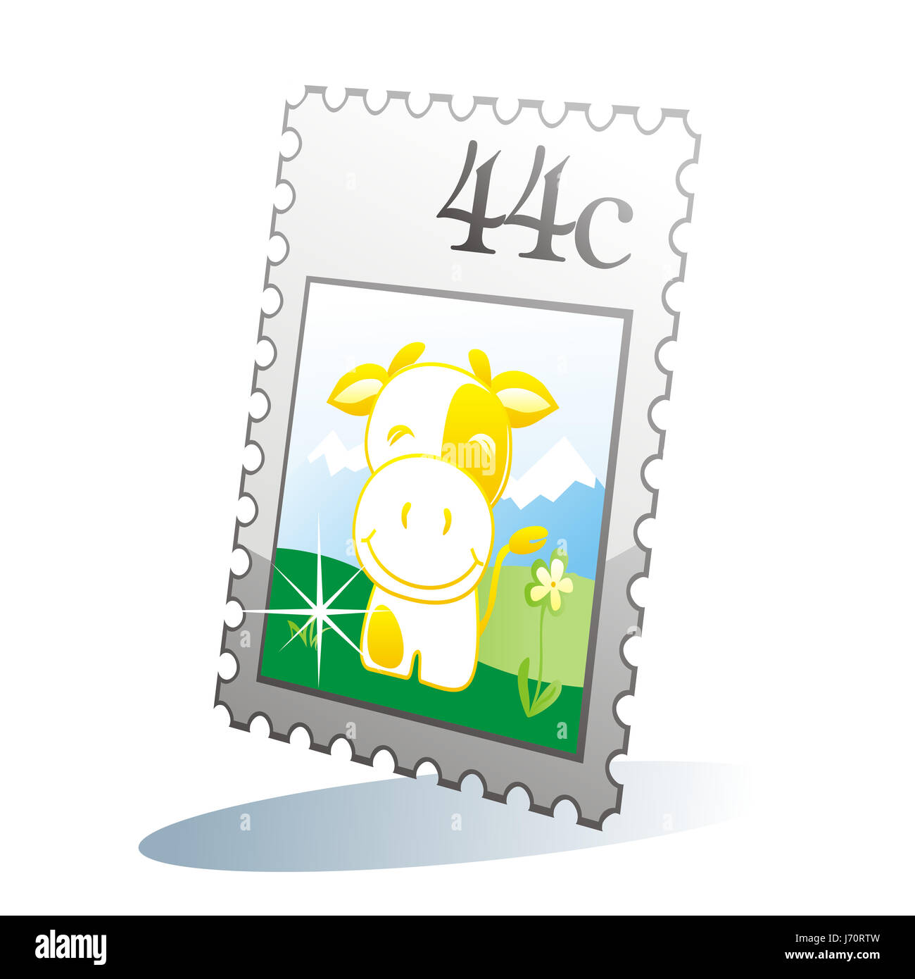 isolierte Abbildung Post Stempel isolierte Abbildung Kuh lustige Objektsymbol Stockfoto