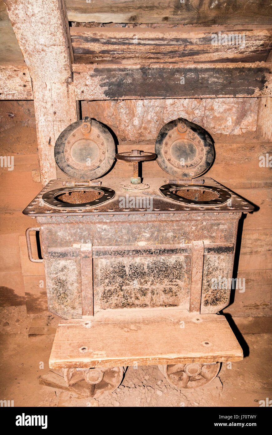 Queen Mine Tour in Bisbee, Arizona, USA. Tour auf meinen Zug tief in das, was einmal war eine der produktivsten Kupferminen des 20. Jahrhunderts. Stockfoto
