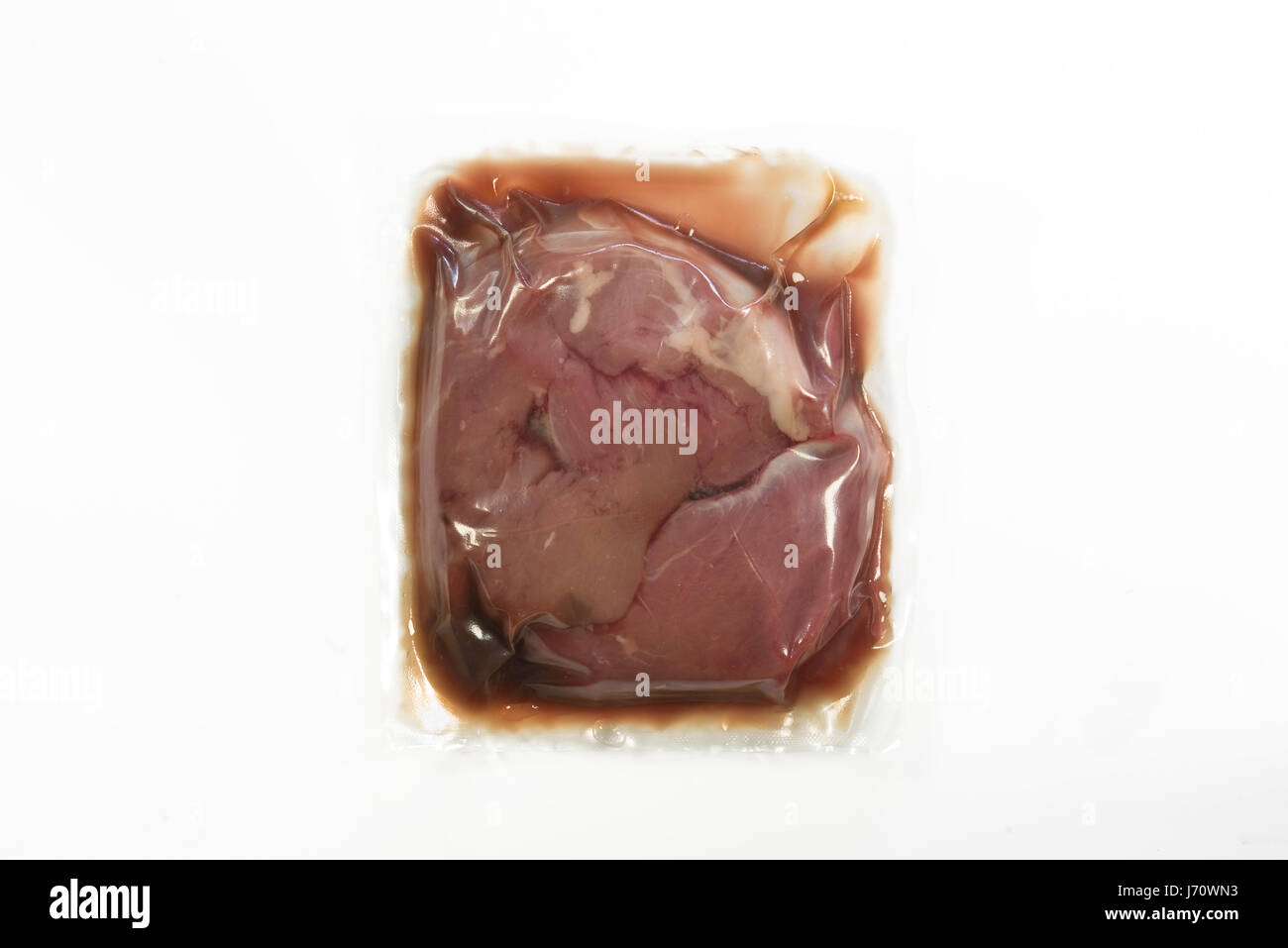 Vakuum verpackte Fleisch Stockfoto