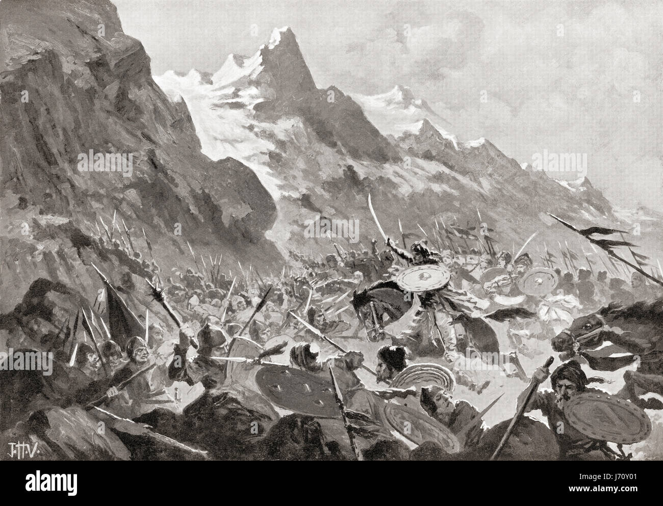 Die Schlacht von Kosovo, 15. Juni 1389.  Nach dem Gemälde von John Harris Valda, d.1941.  Hutchinson Geschichte der Nationen veröffentlichte 1915. Stockfoto