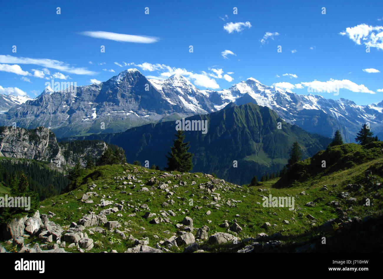 Berge-Alpen der Schweiz Mönch Jungfrau vertraut Berge Urlaub Urlaub Stockfoto