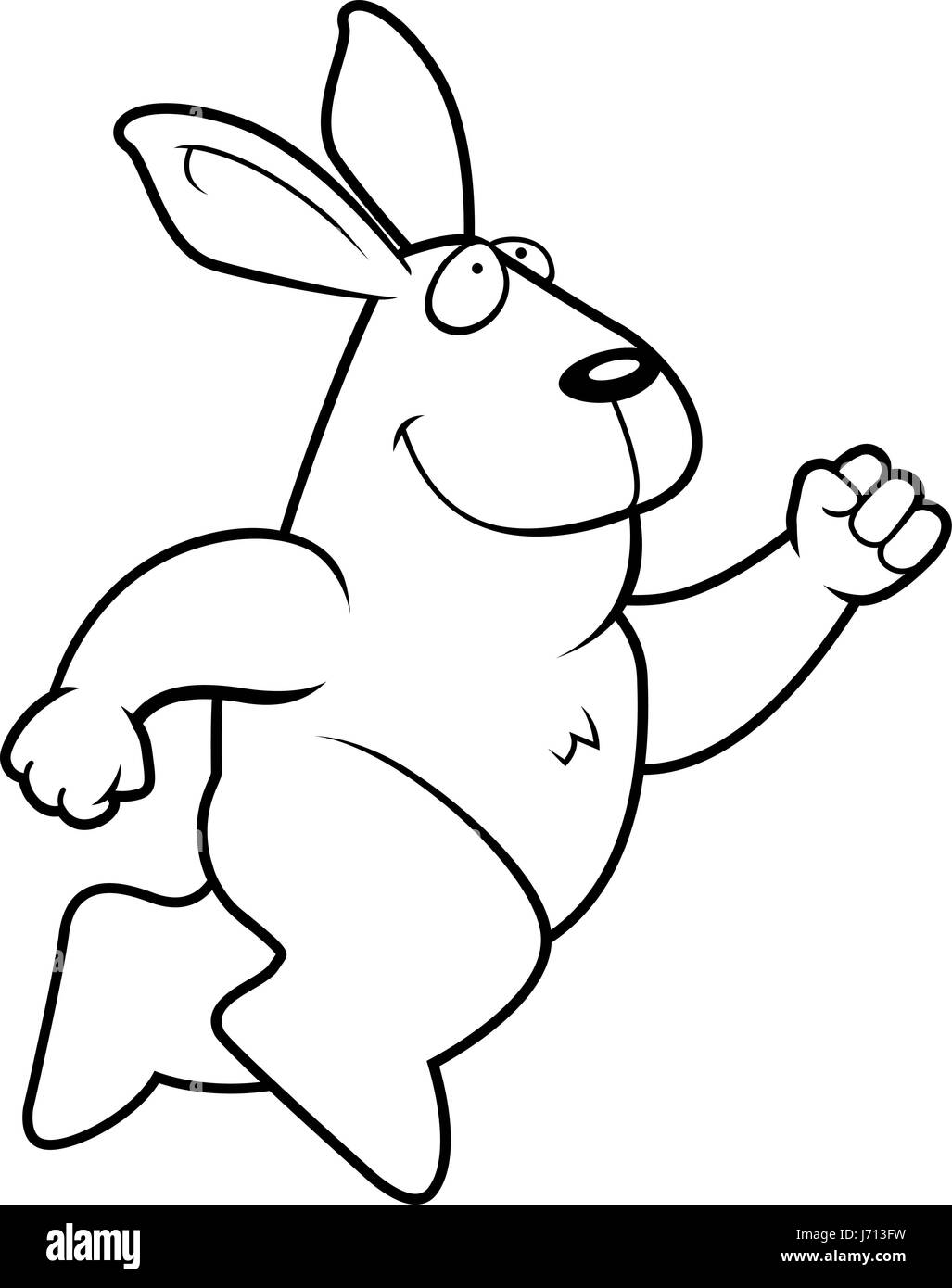 Ein glückliches Cartoon Kaninchen springen und lächelnd. Stock Vektor