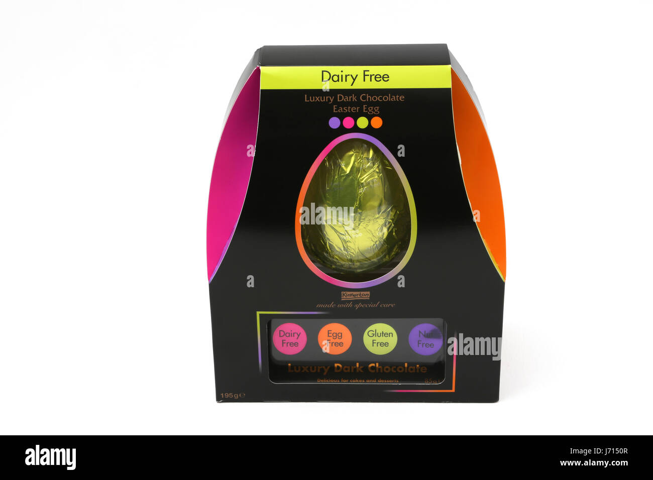 Kinnerton Dark Chocolate Easter Egg frei von Milchprodukten, Ei, Gluten und Nüssen Stockfoto