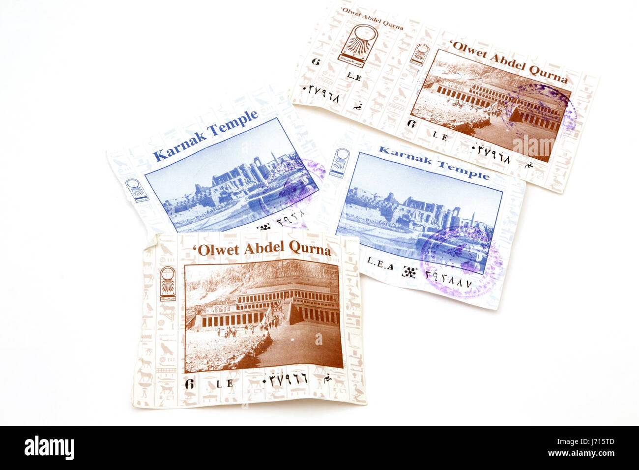 Ägypten-Eintrittskarte für Karnak-Tempel und Olwet Abdel Qurna Stockfoto