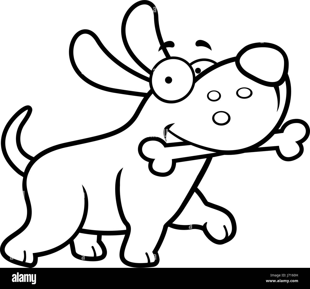 Ein Cartoon Illustration ein Hund mit einem Knochen. Stock Vektor