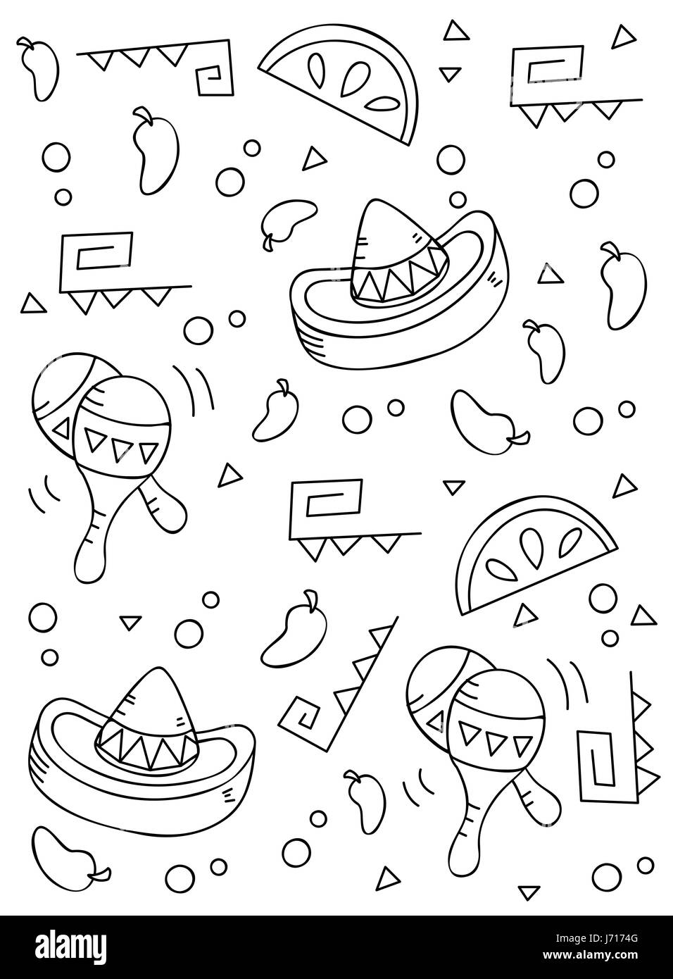 Eine nahtlose wiederholendes Muster in Cartoon mit einem mexikanischen Thema. Stock Vektor