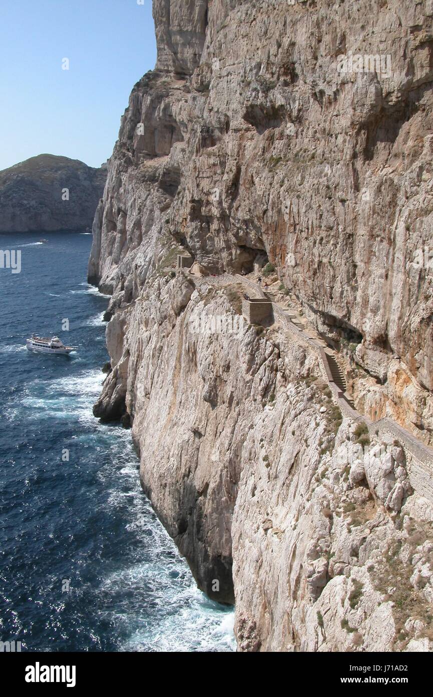 Italia Grotte Sardinien Italien Neptun blue Flow Wellen Felsengrotte Küste Italia Stockfoto