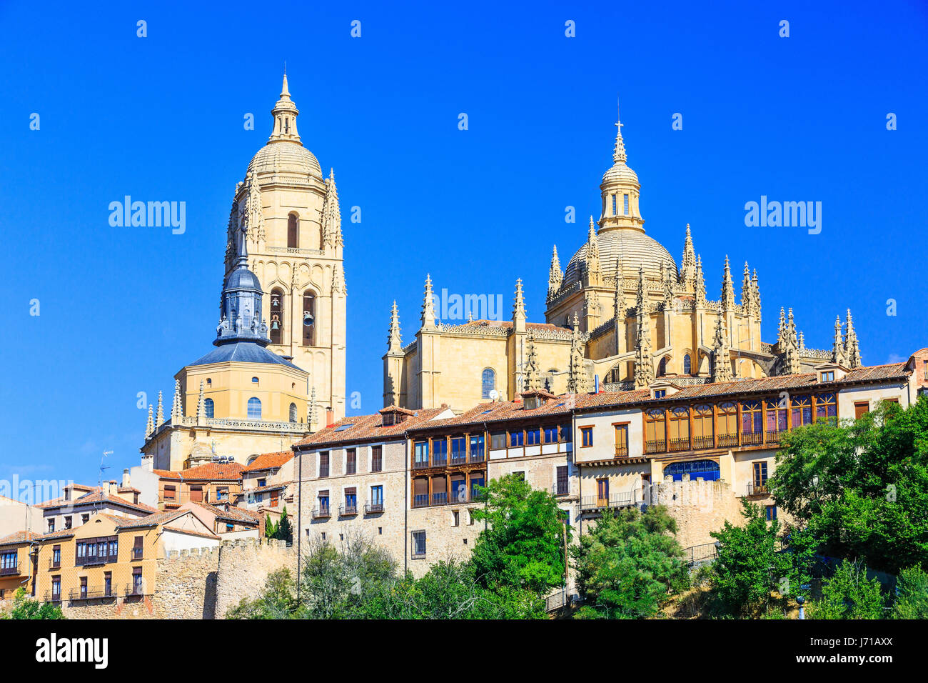 Kathedrale de Santa Maria de Segovia in der historischen Stadt Segovia in Castilla y Leon, Spanien. Stockfoto