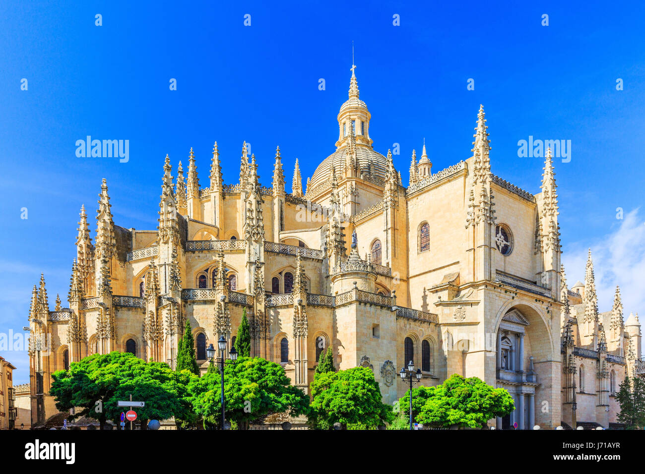 Kathedrale de Santa Maria de Segovia in der historischen Stadt Segovia in Castilla y Leon, Spanien. Stockfoto