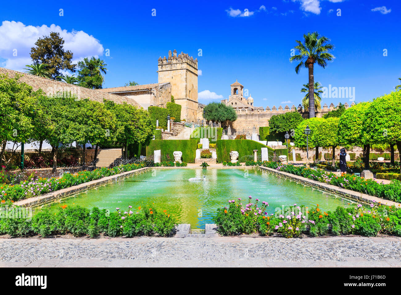 Córdoba, Spanien. Gärten des Alcázar de Los Reyes Cristianos Stockfoto